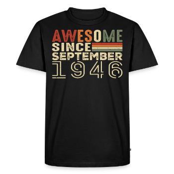Septembre 1946, cadeau d'anniversaire Septembre 1946 - T-shirt Premium bio Homme - noir - Devant - Nico (187cm)