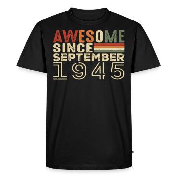 Septembre 1945, cadeau d'anniversaire Septembre 1945 - T-shirt Premium bio Homme - noir - Devant - Nico (187cm)