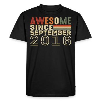 Septembre 2016, cadeau d'anniversaire septembre 2016 - T-shirt Premium bio Homme - noir - Devant - Nico (187cm)