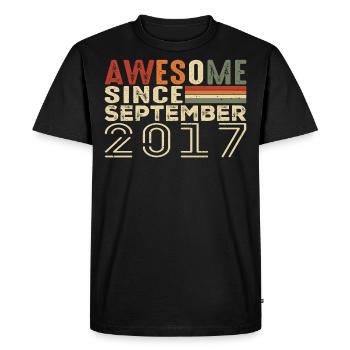 Septembre 2017, cadeau d'anniversaire septembre 2017 - T-shirt Premium bio Homme - noir - Devant - Nico (187cm)
