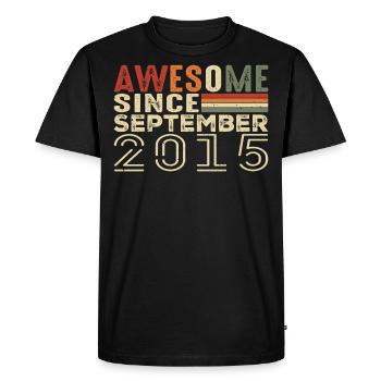Septembre 2015, cadeau d'anniversaire septembre 2015 - T-shirt Premium bio Homme - noir - Devant - Nico (187cm)