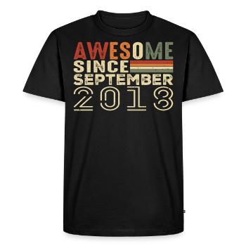 Septembre 2018, cadeau d'anniversaire septembre 2018 - T-shirt Premium bio Homme - noir - Devant - Nico (187cm)