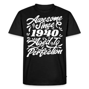 Awesome since 1940 - Aged To Perfection, Gift 1940 - Men's Premium Organic T-Shirt - black - Front - Nico (187cm)
