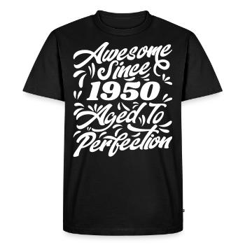 Awesome Since 1950 - Aged To Perfection, Gift 1950 - T-shirt Premium bio Homme - noir - Devant - Nico (187cm)