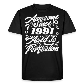 Awesome Since 1991 - Aged To Perfection, Gift 1991 - T-shirt Premium bio Homme - noir - Devant - Nico (187cm)
