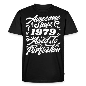 Awesome Since 1979 - Aged To Perfection, Gift 1979 - Men's Premium Organic T-Shirt - black - Front - Nico (187cm)