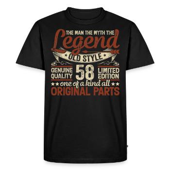 58 years old, legends 1966 vintage 1966 anniversary - Men's Premium Organic T-Shirt - black - Front - Nico (187cm)