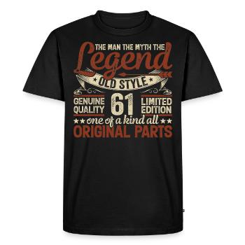 61 ans, Légendes 1963 Millésime 1963 Anniversaire - T-shirt Premium bio Homme - noir - Devant - Nico (187cm)