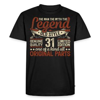 31 years old, Legends 1993 Vintage 1993 Anniversary - Men's Premium Organic T-Shirt - black - Front - Nico (187cm)