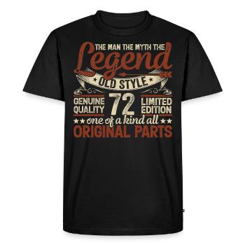72 ans, Légendes 1952 Millésime 1952 Jubilé - T-shirt Premium bio Homme - noir - Devant - Nico (187cm)