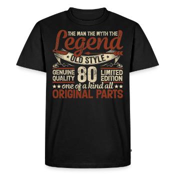 80 ans, Légendes 1944 Millésime 1944 Jubilé - T-shirt Premium bio Homme - noir - Devant - Nico (187cm)
