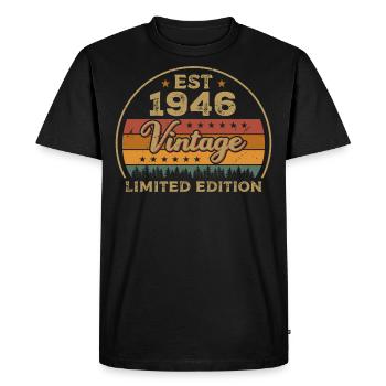 Legendary Since 1946 Birthday 1946 Vintage 1946 - Men's Premium Organic T-Shirt - black - Front - Nico (187cm)