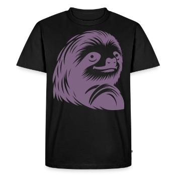 Reverent Sloth Face Portrait Silhouette - Men's Premium Organic T-Shirt - black - Front - Nico (187cm)