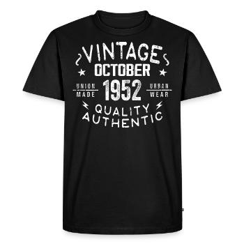 Born in October 1952 Gift in October - 1952 - Men's Premium Organic T-Shirt - black - Front - Nico (187cm)
