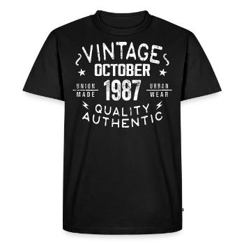 Born in October 1987 Gift in October - 1987 - Men's Premium Organic T-Shirt - black - Front - Nico (187cm)