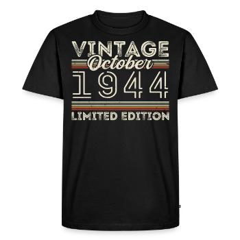 Oktober 1944 Geburtstag October 1944 Birthday Gift - Men's Premium Organic T-Shirt - black - Front - Nico (187cm)