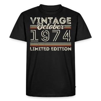 Oktober 1974 Geburtstag October 1974 Birthday Gift - Men's Premium Organic T-Shirt - black - Front - Nico (187cm)