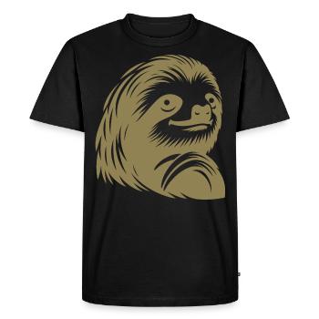 Reverent Sloth Face Portrait Silhouette - Men's Premium Organic T-Shirt - black - Front - Nico (187cm)