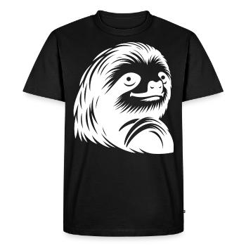 Reverent Sloth Face Portrait Silhouette - Men's Premium Organic T-Shirt - black - Front - Nico (187cm)