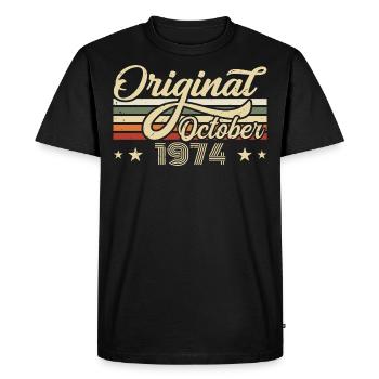 October 1974 Birthday in October - October 1974 - Men's Premium Organic T-Shirt - black - Front - Nico (187cm)
