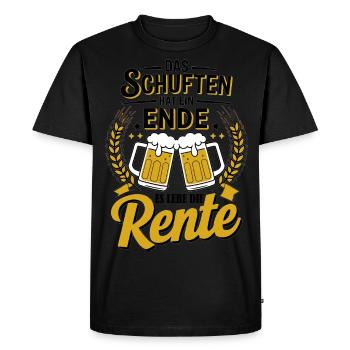 The toiling has come to an end, long live the pension - Men's Premium Organic T-Shirt - black - Front - Nico (187cm)