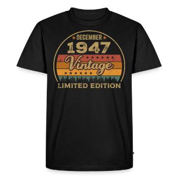 Anniversaire Décembre 1947 Cadeau Décembre 1947 - T-shirt Premium bio Homme - noir - Devant - Nico (187cm)