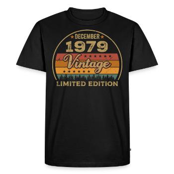 Anniversaire Décembre 1979 Cadeau Décembre 1979 - T-shirt Premium bio Homme - noir - Devant - Nico (187cm)