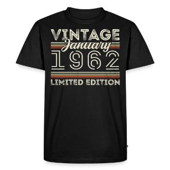 January 1962 Born in 1962 - Birthday January 1962 - Men's Premium Organic T-Shirt - black - Front - Nico (187cm)