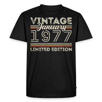 January 1977 Born in 1977 - Birthday January 1977 - Men's Premium Organic T-Shirt - black - Front - Nico (187cm)