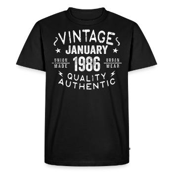 Cadeau d’anniversaire 1986 - Né en janvier 1986 - T-shirt Premium bio Homme - noir - Devant - Nico (187cm)