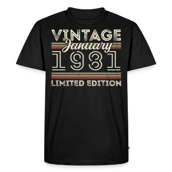 Janvier 1981 Né en 1981 - Date de naissance Janvier 1981 - T-shirt Premium bio Homme - noir - Devant - Nico (187cm)