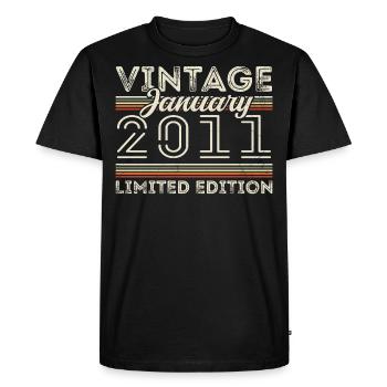January 2011 Vintage 2011 - Birthday January 2011 - Men's Premium Organic T-Shirt - black - Front - Nico (187cm)