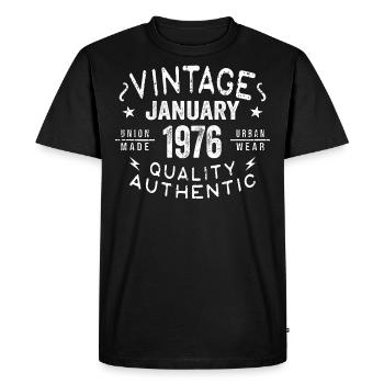 Cadeau d’anniversaire 1976 - né en janvier 1976 - T-shirt Premium bio Homme - noir - Devant - Nico (187cm)