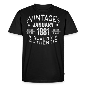 Cadeau d’anniversaire 1981 - Né en janvier 1981 - T-shirt Premium bio Homme - noir - Devant - Nico (187cm)