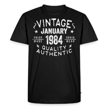 Cadeau d’anniversaire 1984 - Né en janvier 1984 - T-shirt Premium bio Homme - noir - Devant - Nico (187cm)
