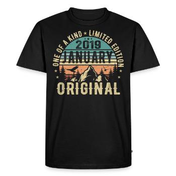Cadeau d’anniversaire Janvier 2019 - Janvier 2019 - T-shirt Premium bio Homme - noir - Devant - Nico (187cm)