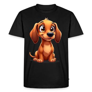 Teckel mignon - Teckel drôle - T-shirt Premium bio Homme - noir - Devant - Nico (187cm)