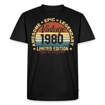 Retro 1980's Vintage Birthday 1980's Gift 1980's - Men's Premium Organic T-Shirt - black - Front - Nico (187cm)
