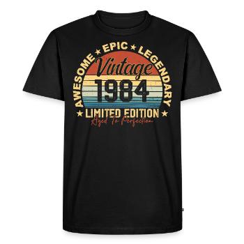 Retro 1984 Vintage Birthday 1984 Gift 1984 - Men's Premium Organic T-Shirt - black - Front - Nico (187cm)