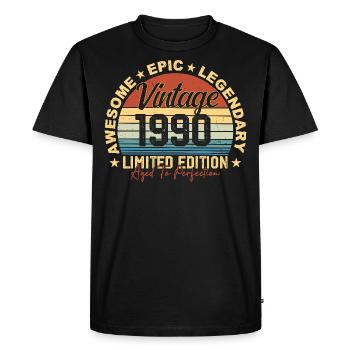 Rétro 1990 Vintage Anniversaire 1990 Cadeau des années 1990 - T-shirt Premium bio Homme - noir - Devant - Nico (187cm)