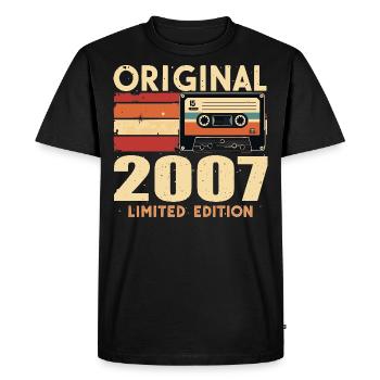 Anniversaire 2007 - Légendaire depuis 2007 Cadeau 2007 - T-shirt Premium bio Homme - noir - Devant - Nico (187cm)