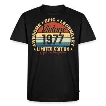 Retro 1977 Vintage Birthday 1977 Gift 1977 - Men's Premium Organic T-Shirt - black - Front - Nico (187cm)