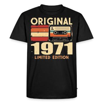 Anniversaire 1971 - Légendaire depuis 1971 Cadeau 1971 - T-shirt Premium bio Homme - noir - Devant - Nico (187cm)