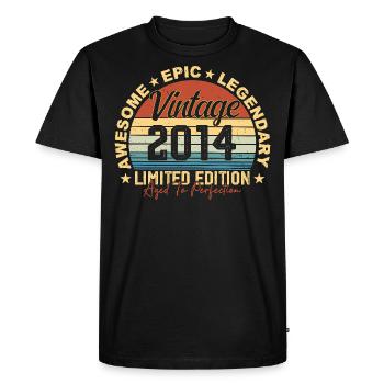 Retro 2014 Vintage Birthday 2014 Gift 2014 - Men's Premium Organic T-Shirt - black - Front - Nico (187cm)