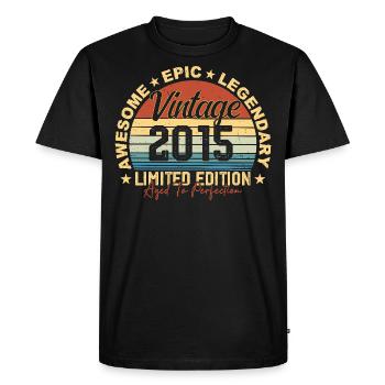 Rétro 2015 Vintage Anniversaire 2015 Cadeau 2015 - T-shirt Premium bio Homme - noir - Devant - Nico (187cm)