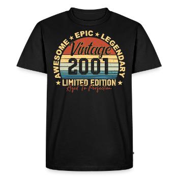 Retro 2001 Vintage Birthday 2001 Gift 2001 - Men's Premium Organic T-Shirt - black - Front - Nico (187cm)