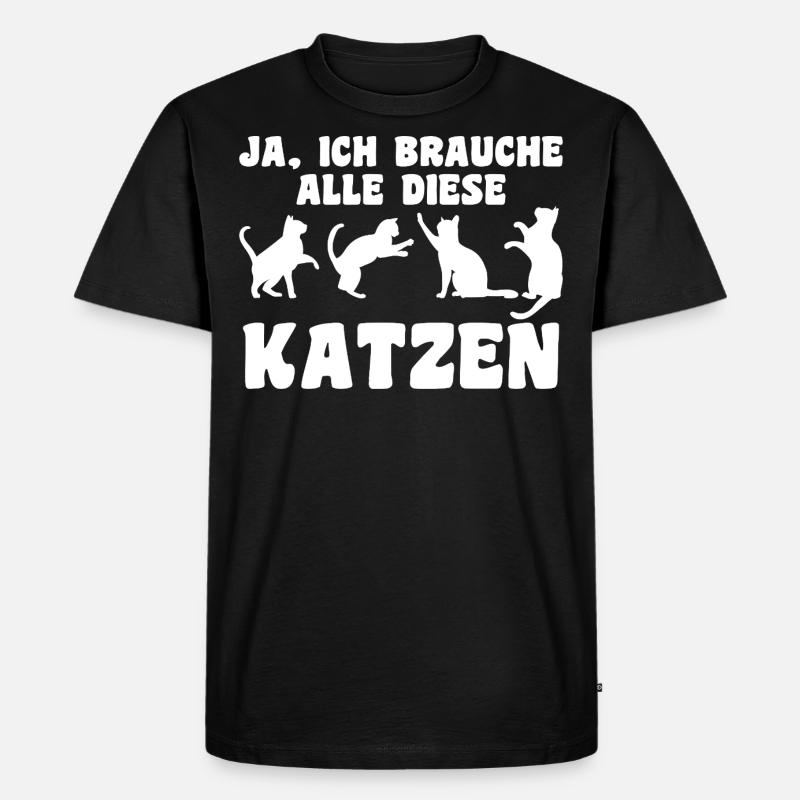 Katze Tier Katzen Geschenk - Männer Premium Bio T-Shirt - Schwarz
