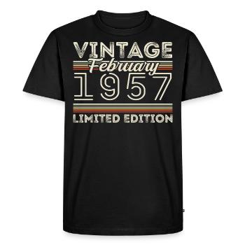 Février 1957 Cadeau d’anniversaire - Février 1957 - T-shirt Premium bio Homme - noir - Devant - Nico (187cm)