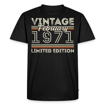 Février 1971 Cadeau d’anniversaire - Février 1971 - T-shirt Premium bio Homme - noir - Devant - Nico (187cm)