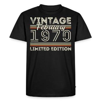 February 1970 Anniversary Gift - February 1970 - Men's Premium Organic T-Shirt - black - Front - Nico (187cm)